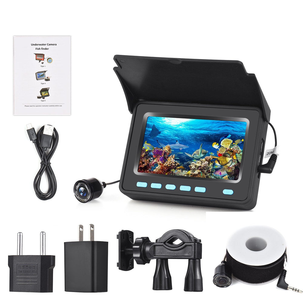20M/30M 1200TVL Underwater Fishing Camera Fish Finder 4.3'' LCD Monitor 8PCS IR LED Night Vision Camera for Ice Boat Fishing