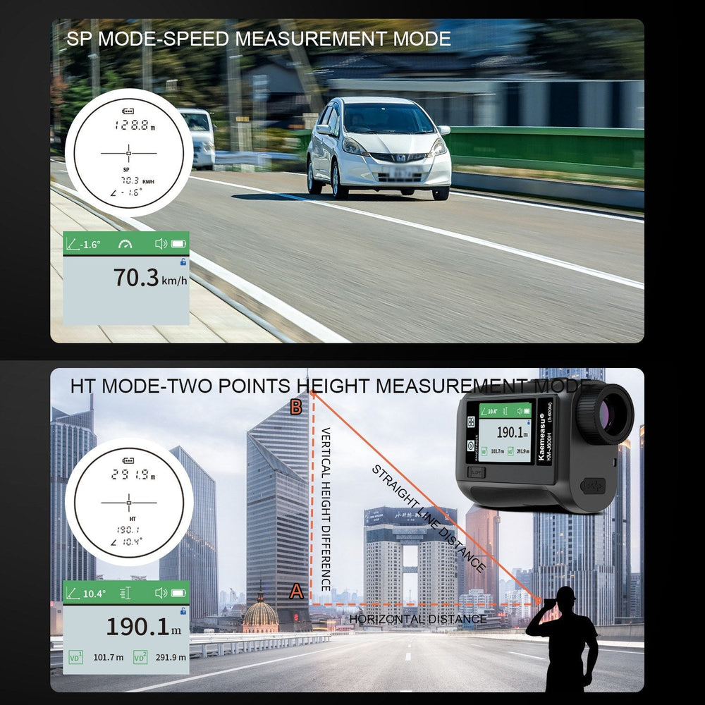 Golf Rangefinder Distance Meter with LCD Touch Screen 6.5X Magnification USB Rechargeable Range Finder with Speaker Slope Function Flagpole Locking