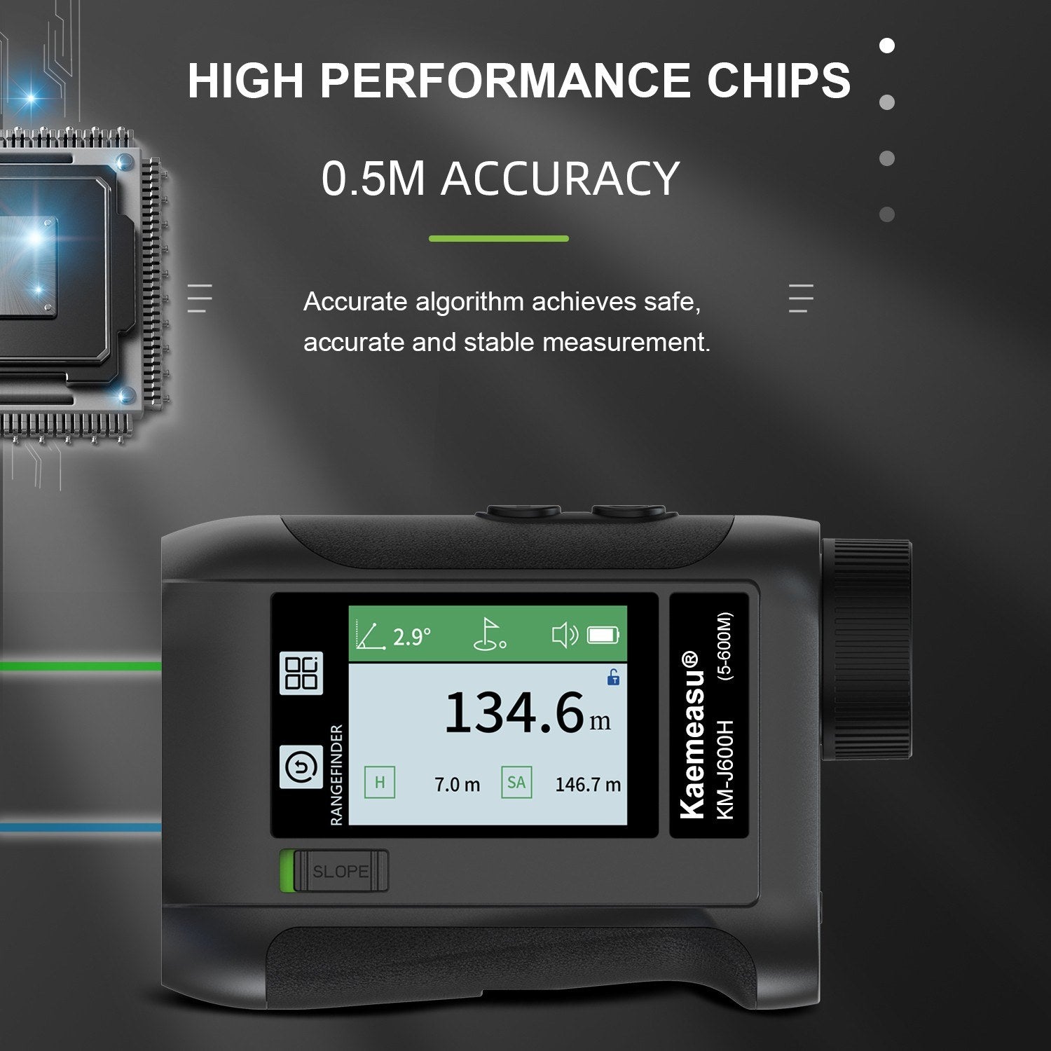 Golf Rangefinder Distance Meter with LCD Touch Screen 6.5X Magnification USB Rechargeable Range Finder with Speaker Slope Function Flagpole Locking
