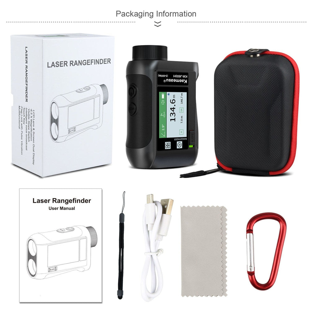 Golf Rangefinder Distance Meter with LCD Touch Screen 6.5X Magnification USB Rechargeable Range Finder with Speaker Slope Function Flagpole Locking