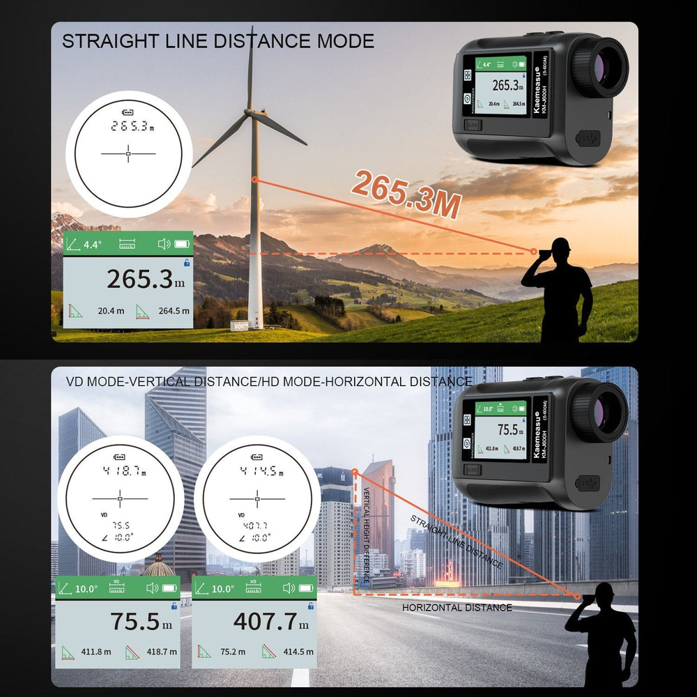 Golf Rangefinder Distance Meter with LCD Touch Screen 6.5X Magnification USB Rechargeable Range Finder with Speaker Slope Function Flagpole Locking