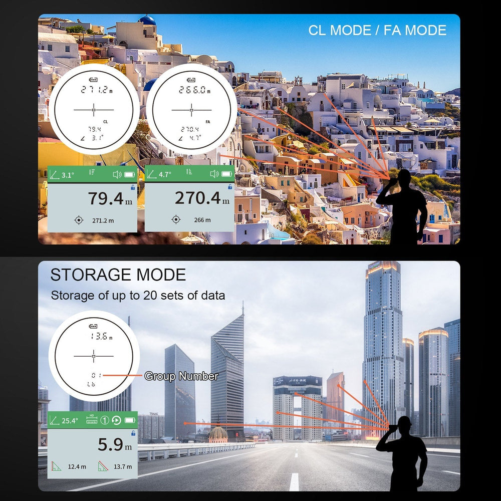 Golf Rangefinder Distance Meter with LCD Touch Screen 6.5X Magnification USB Rechargeable Range Finder with Speaker Slope Function Flagpole Locking