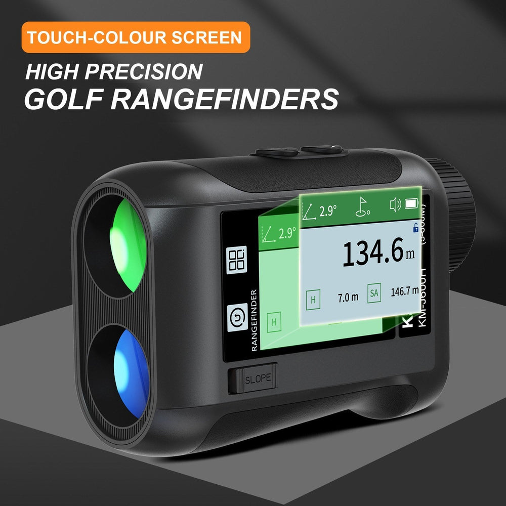 Golf Rangefinder Distance Meter with LCD Touch Screen 6.5X Magnification USB Rechargeable Range Finder with Speaker Slope Function Flagpole Locking