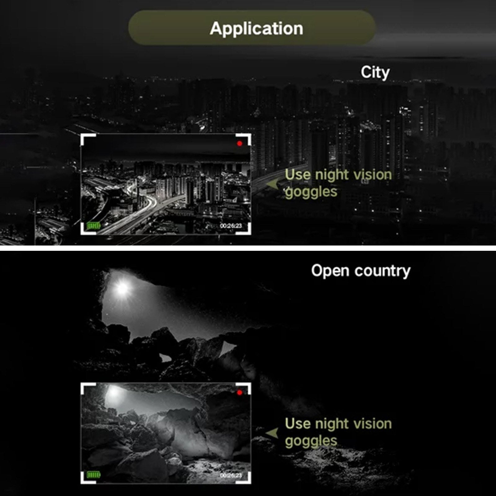 Digital Night Vision Monocular 1080P 1.5in LCD Infrared 150-200 Meter Night Vision Goggles 2000mAh Battery for Cave Searching Security Hiking Night Fishing Hunting Wildlife Watching