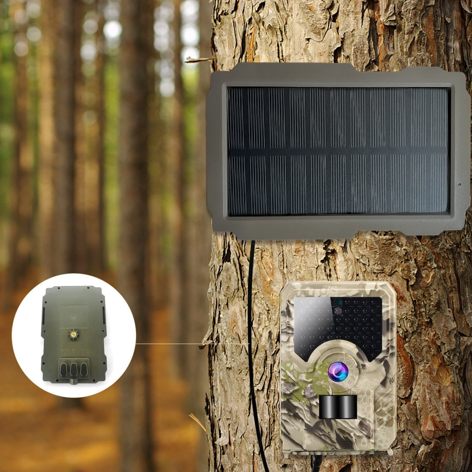 Solar Panel Kit 3000mAh 6V-12V Rechargeable Solar Charger for Hunting Camera