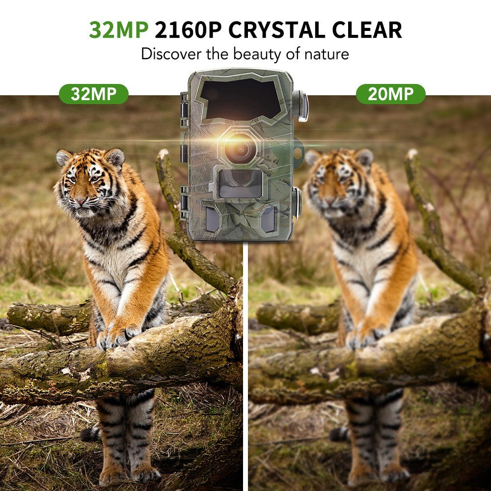 Trail Camera 4K 32MP Wifi Game Camera with Night Vision Hunting Camera IP66 Waterproof 105° Wide-Angle for Outdoor Wildlife Monitoring