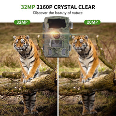 Trail Camera 4K 32MP Wifi Game Camera with Night Vision Hunting Camera IP66 Waterproof 105° Wide-Angle for Outdoor Wildlife Monitoring