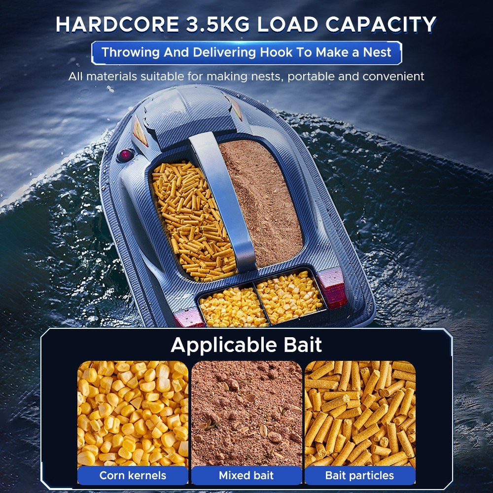 Large Outdoor 3 Hopper High Speed RC Fishing Boat 500M 3.5KG Load Voice Broadcast Smart Route Correction Remote Control Bait Boat