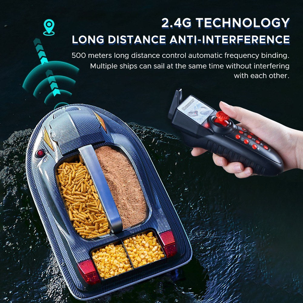 Large Outdoor 3 Hopper High Speed RC Fishing Boat 500M 3.5KG Load Voice Broadcast Smart Route Correction Remote Control Bait Boat