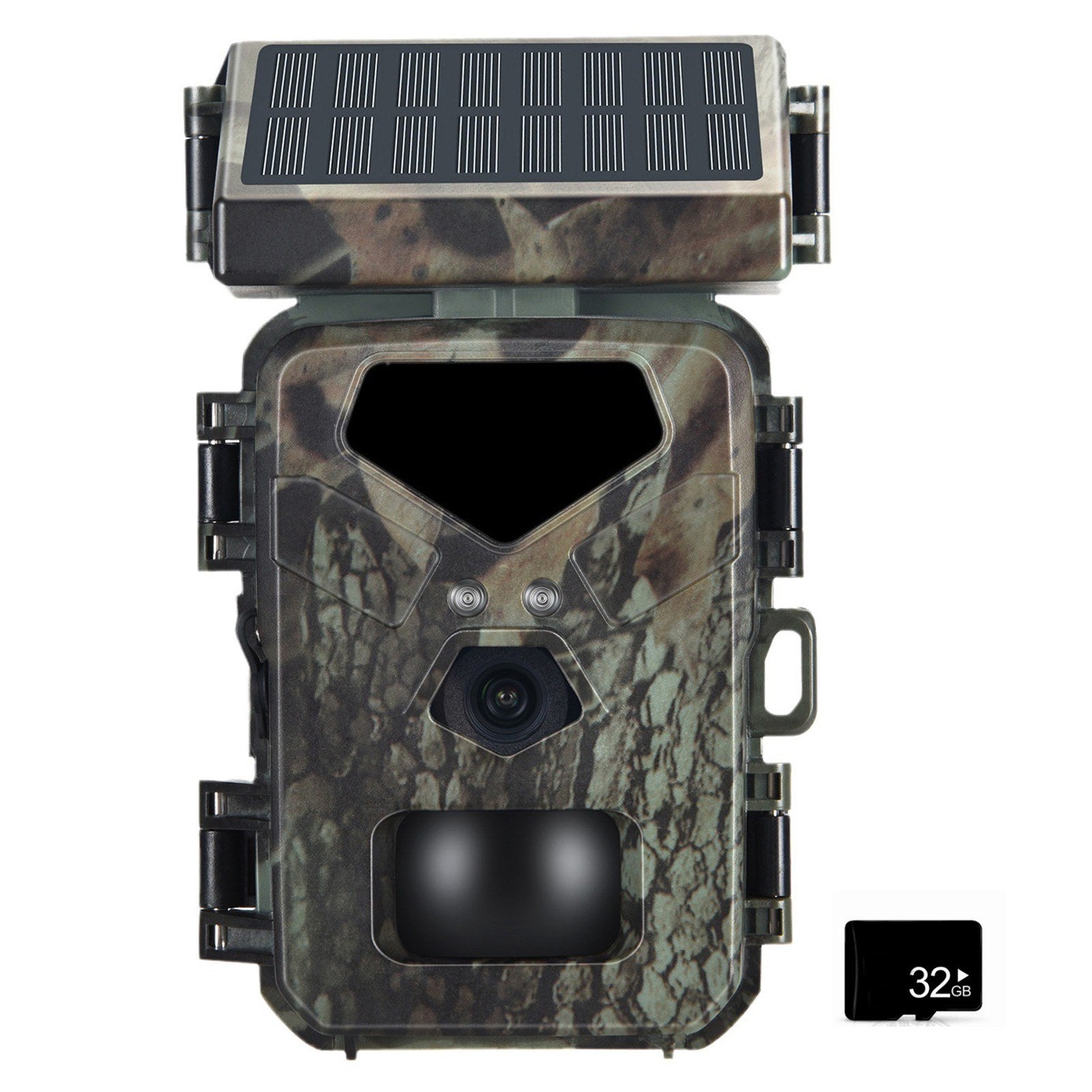 Solar Powered 20MP/1080P IP65 Hunting Camera 0.45s Trigger Speed 2 Infrared LED Night Vision Motion Activated Trail Camera 60° Detection Range
