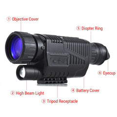 5X40 Infrared Digital Monocular Night Vision Telescope Outdoor Night Vision Device for Outdoor Camping Wildlife Observation Surveillance Caving Activities