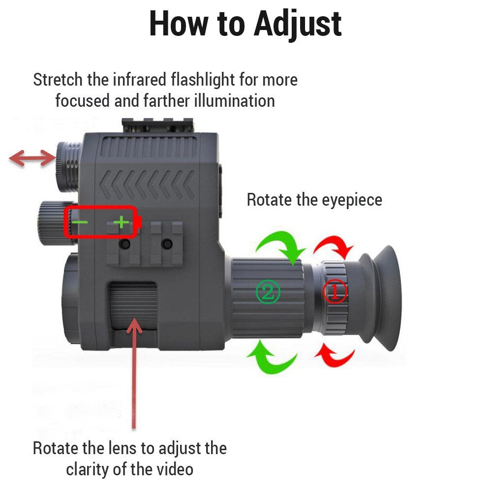 1.2-inch Built-in Screen Night Vision Scope Hunting Camera Hunting Sight IR Camera 1080P Infrared Night Vision Monocular