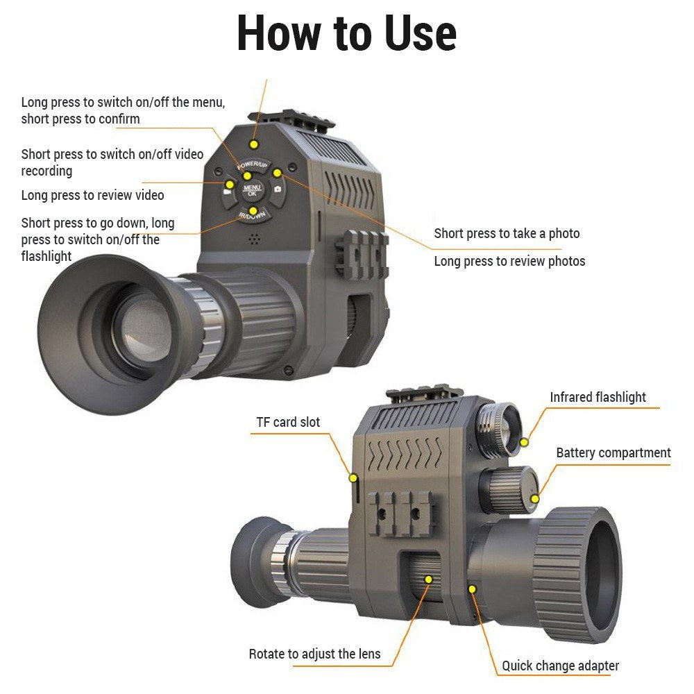 1.2-inch Built-in Screen Night Vision Scope Hunting Camera Hunting Sight IR Camera 1080P Infrared Night Vision Monocular