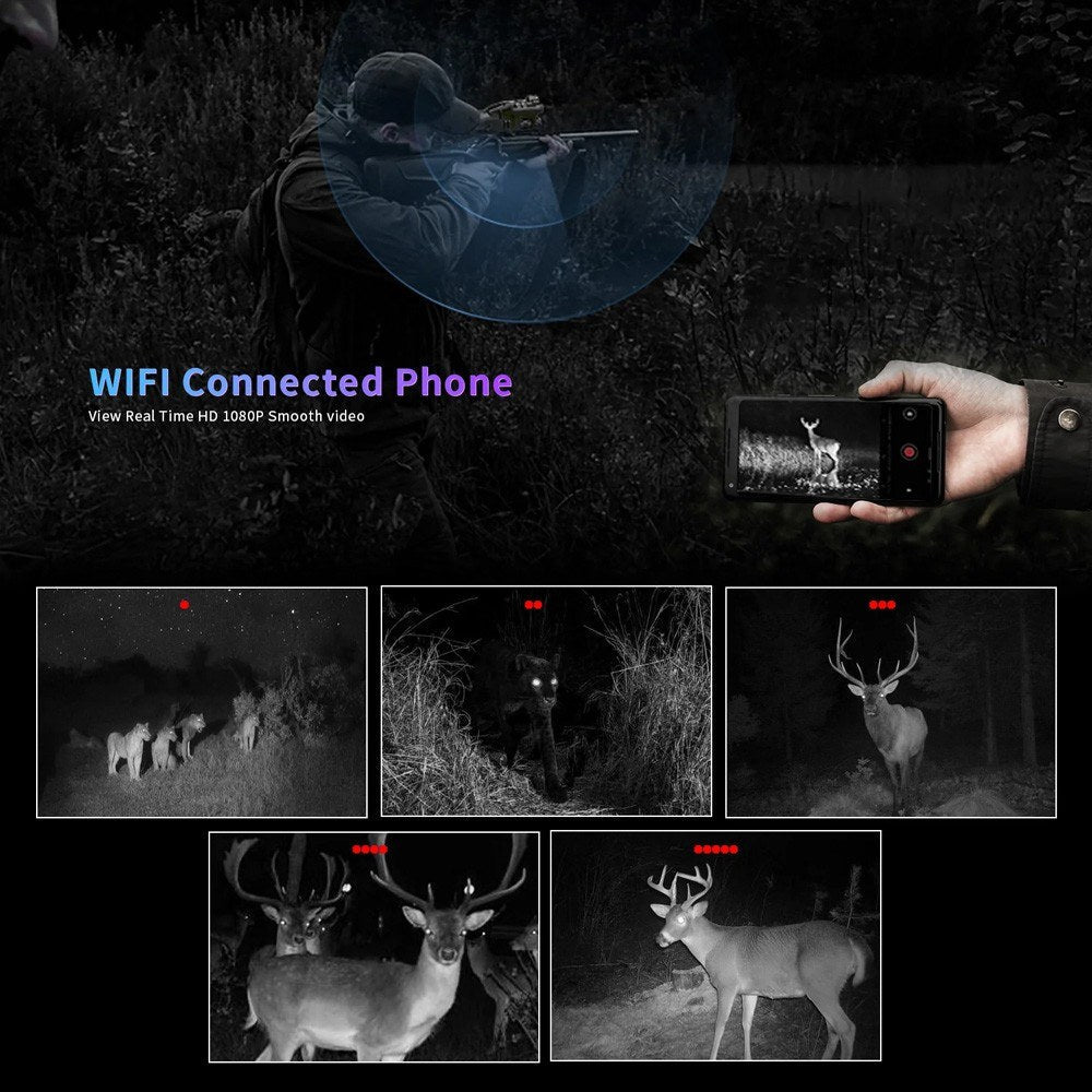 3.1-inch HD Screen Wifi Night Vision Scope Infrared Hunting Sight Camera Digital Monocular Seven Types Cross Marks Two 5W Infrared LED Lights 200M Darkness Range
