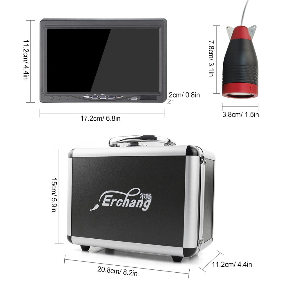 7-Inch DVR Underwater Fishing Camera: 12 IR LEDs, Sun-visor, Portable Video Fish Finder - See the Underwater World