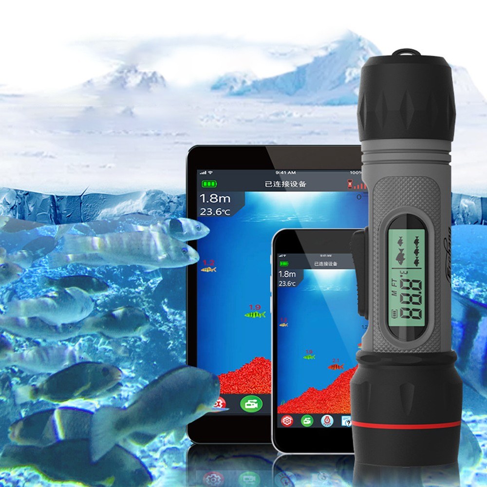 Fish Depth Finder Handheld Fish Finder Wireless Waterproof Sonar Fish Finder for Ice Fishing