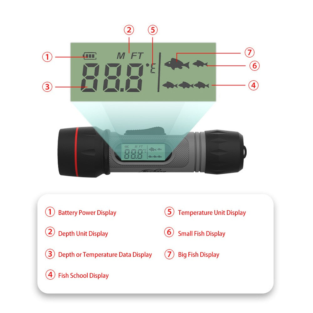 Fish Depth Finder Handheld Fish Finder Wireless Waterproof Sonar Fish Finder for Ice Fishing