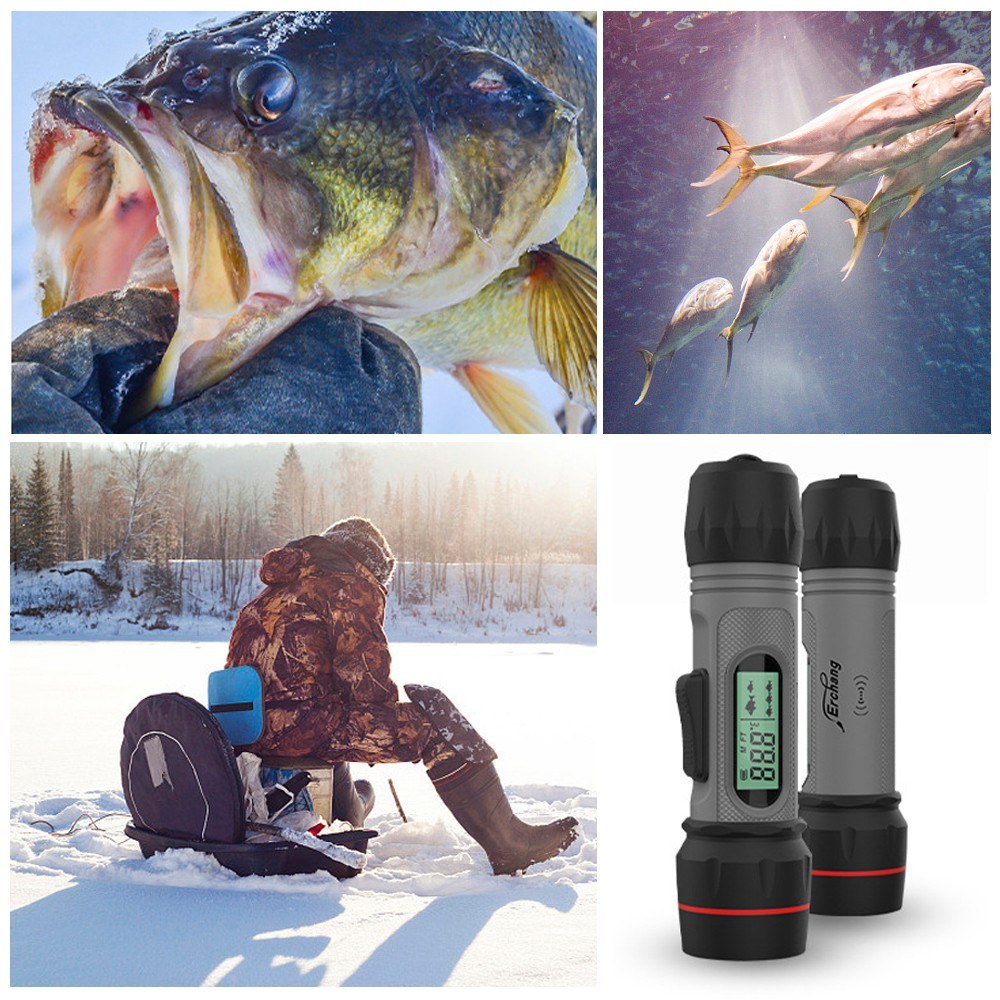 Fish Depth Finder Handheld Fish Finder Wireless Waterproof Sonar Fish Finder for Ice Fishing