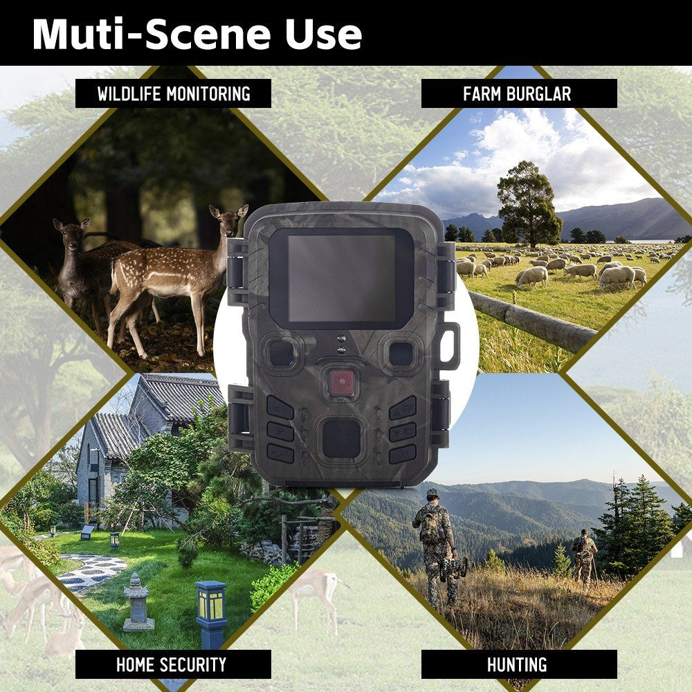 Mini 24MP 1080P Infrared LED Motion Activated Night Vision Trail Camera 0.3S Trigger Speed Waterproof Wildlife Hunting Camera