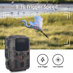 Mini 24MP 1080P Infrared LED Motion Activated Night Vision Trail Camera 0.3S Trigger Speed Waterproof Wildlife Hunting Camera