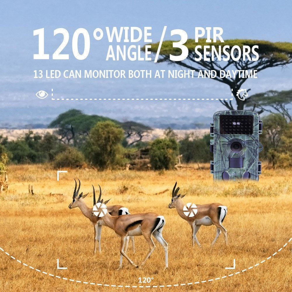 2.7K 60MP Trail Camera Night Vision Waterproof Hunting Camera with 2 Inch Screen for Outdoor Wildlife Monitoring