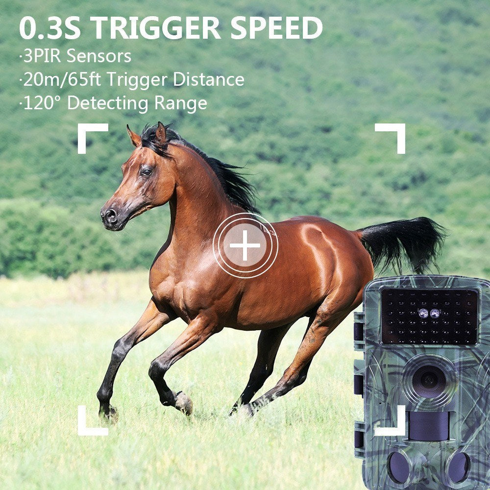2.7K 60MP Trail Camera Night Vision Waterproof Hunting Camera with 2 Inch Screen for Outdoor Wildlife Monitoring