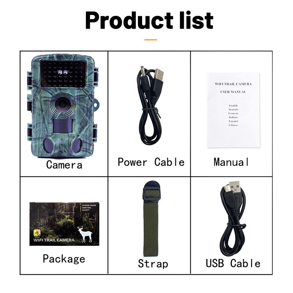 2.7K 60MP Trail Camera Night Vision Waterproof Hunting Camera with 2 Inch Screen for Outdoor Wildlife Monitoring