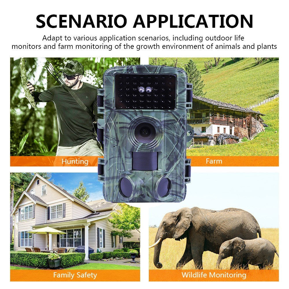2.7K 60MP Trail Camera Night Vision Waterproof Hunting Camera with 2 Inch Screen for Outdoor Wildlife Monitoring
