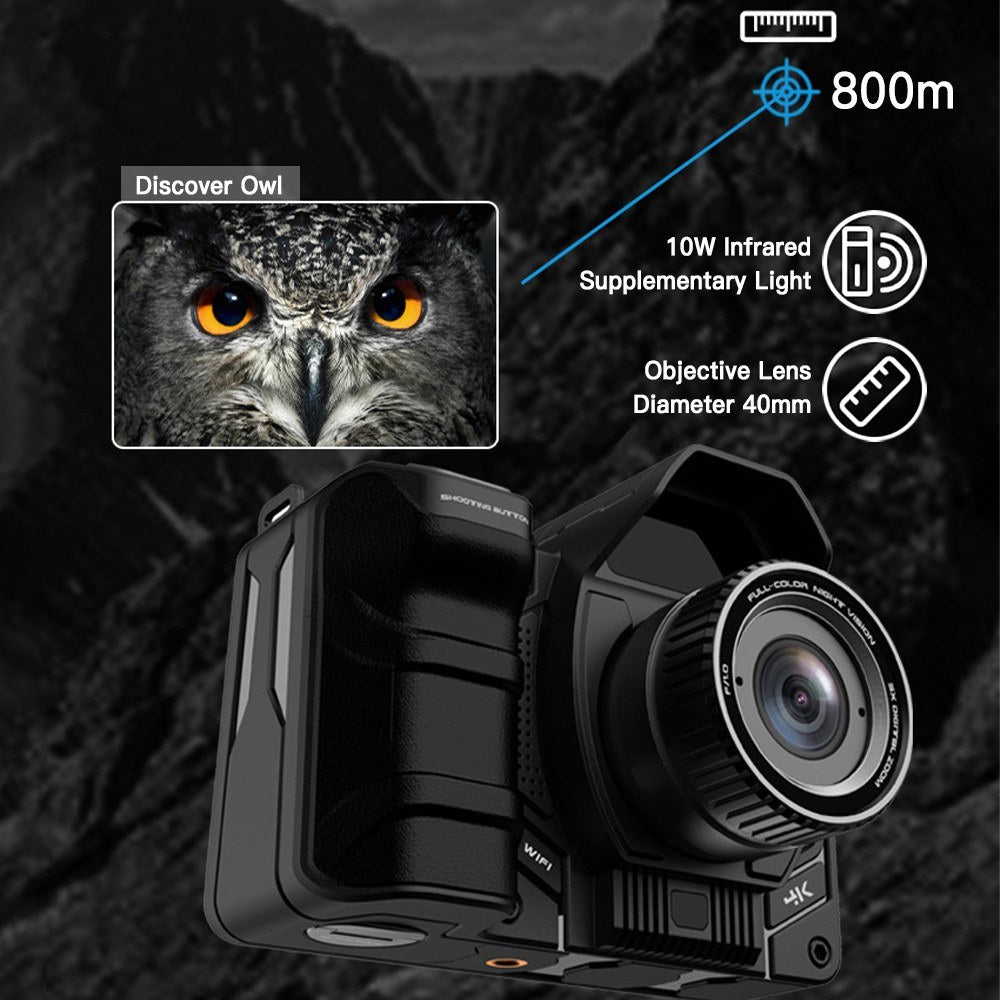 4.2 Inch Large OLED Screen 4K 40MP Full Black Visibility Camera 7-level Infrared 10X Digital Zoom 5G WiFi Night Vision Goggles with 64G Memory Card