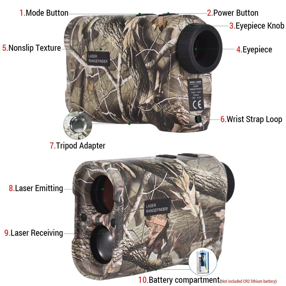 Golf Laser Rangefinder 6X Magnification Digital Hunting With Height and Angle Measurement Monocular Telescope