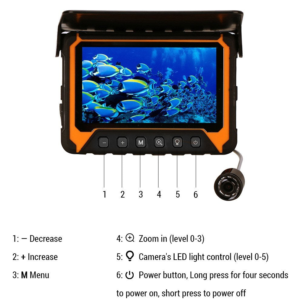 5" IPS Digital Color LCD Screen Monitor 15/30M Underwater Fishing Camera 120° 5M Pixels 8 Pcs IR Night Vision for River/Ice Fishing