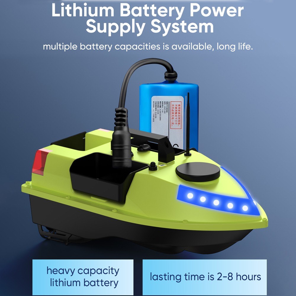 GPS RC Bait Boat 600M Remote, 99 Sites, 7-Color LED, 3 Bait Containers, 4.4lb Load, 12000mAh Battery - Smart Fishing