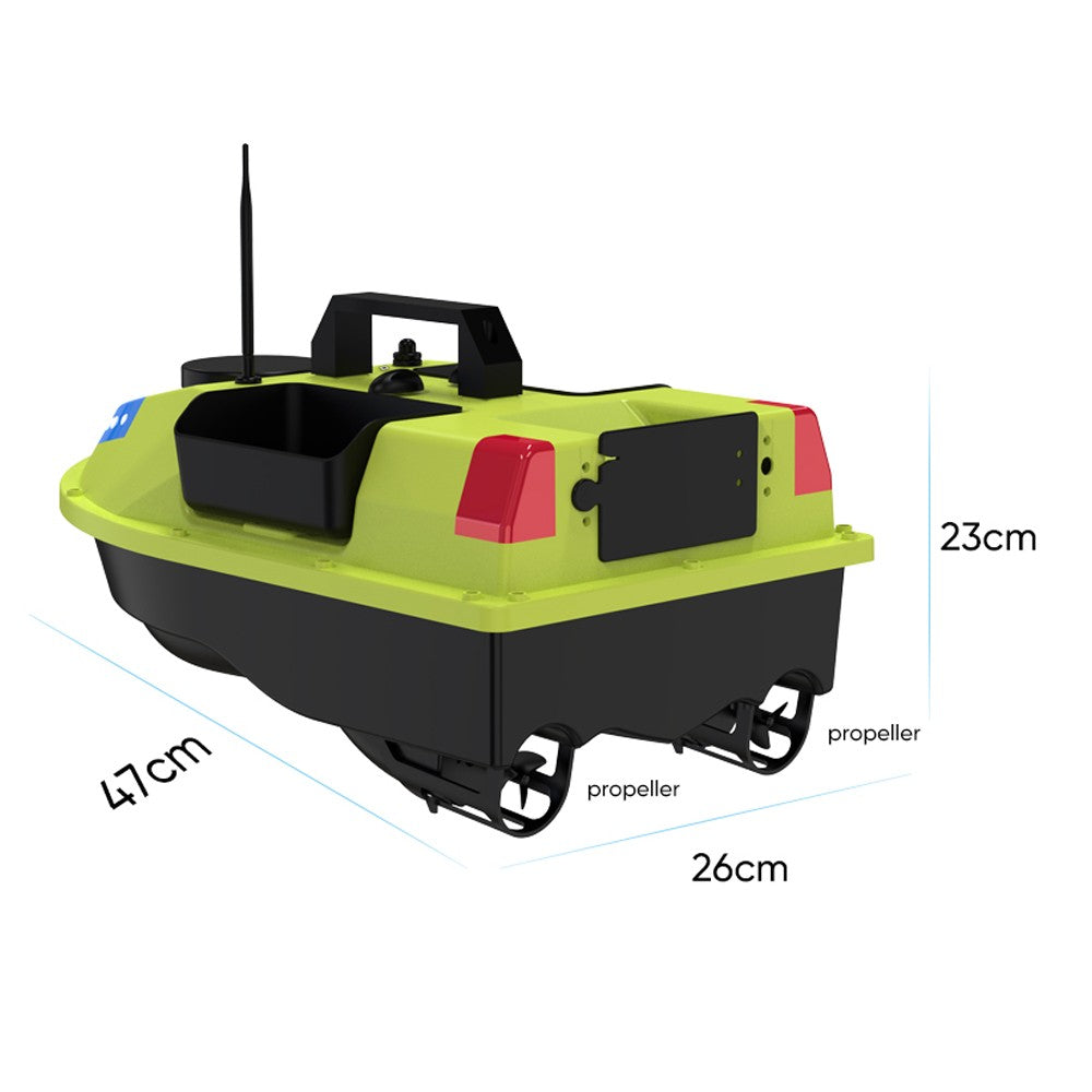 GPS RC Bait Boat 600M Remote, 99 Sites, 7-Color LED, 3 Bait Containers, 4.4lb Load, 12000mAh Battery - Smart Fishing