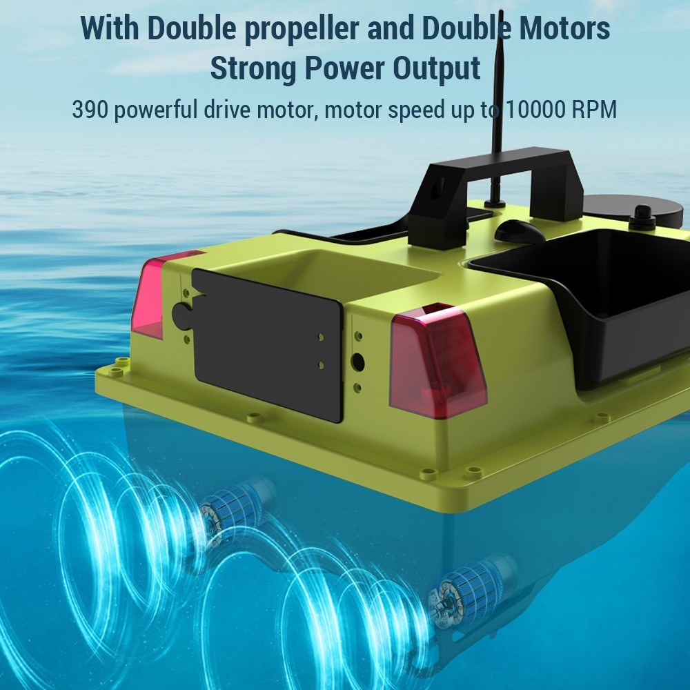 GPS RC Bait Boat 600M Remote, 99 Sites, 7-Color LED, 3 Bait Containers, 4.4lb Load, 12000mAh Battery - Smart Fishing