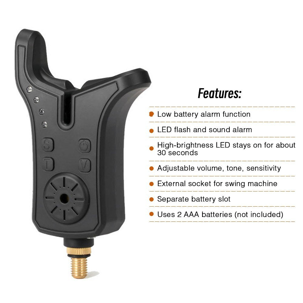 Electronic Fishing Bite Sound Alarm Indicator Sound Bite Alert Bell with LED Lights