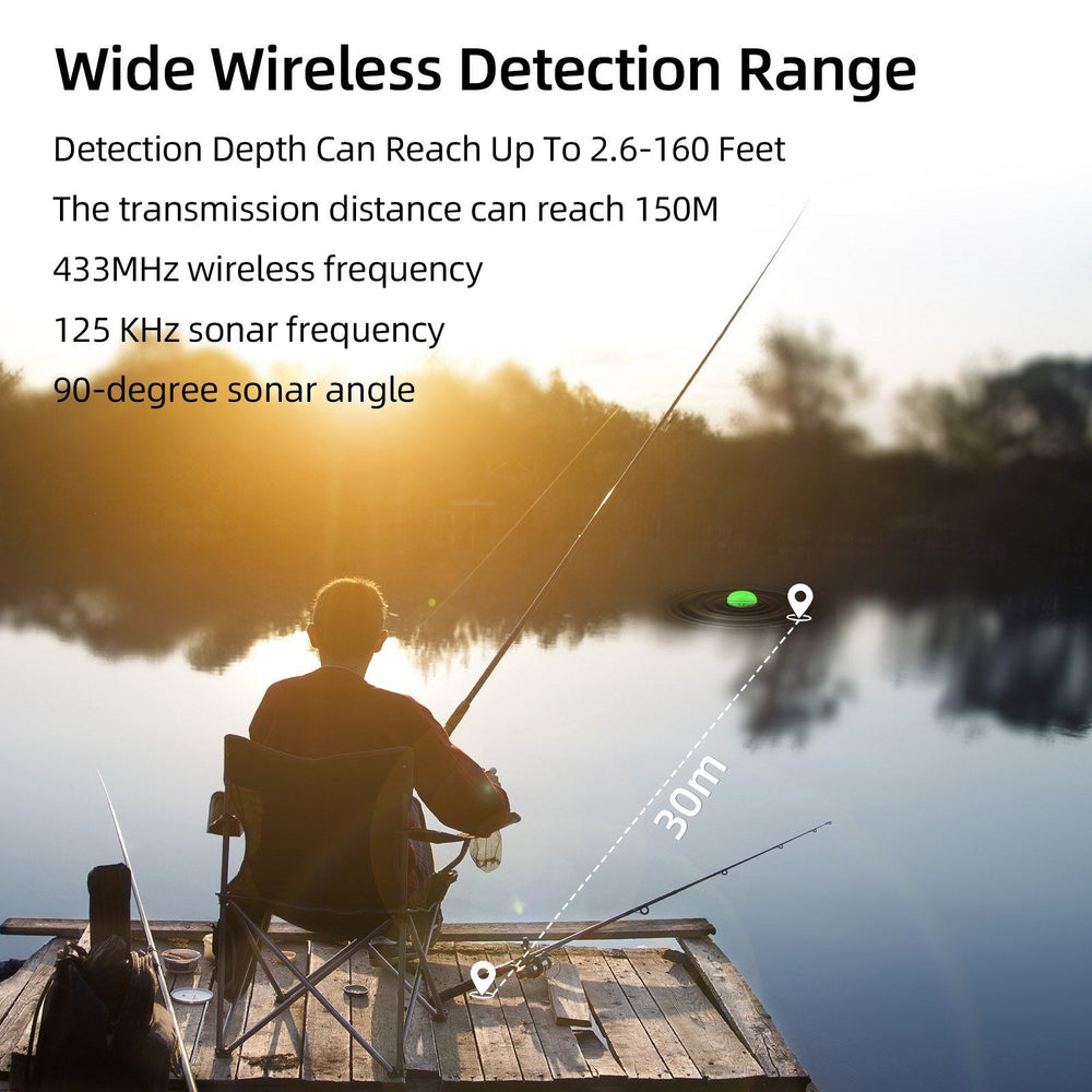 Portable Wireless Fish Finder 2.6in Color Screen, 2.6-160ft Depth, 90° 433MHz Sonar - Long-Distance Fishing Gear