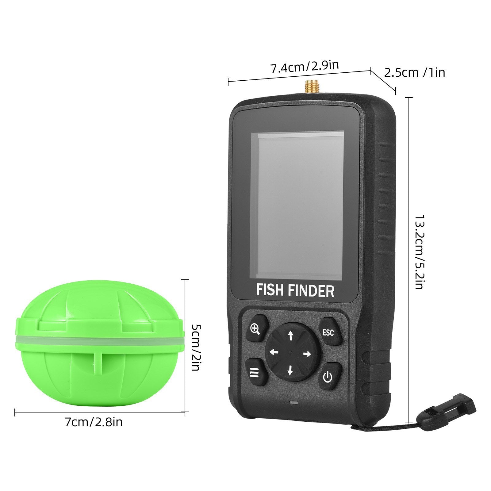 Portable Wireless Fish Finder 2.6in Color Screen, 2.6-160ft Depth, 90° 433MHz Sonar - Long-Distance Fishing Gear