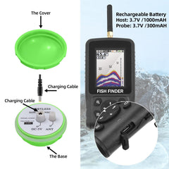 Portable Wireless Fish Finder 2.6in Color Screen, 2.6-160ft Depth, 90° 433MHz Sonar - Long-Distance Fishing Gear