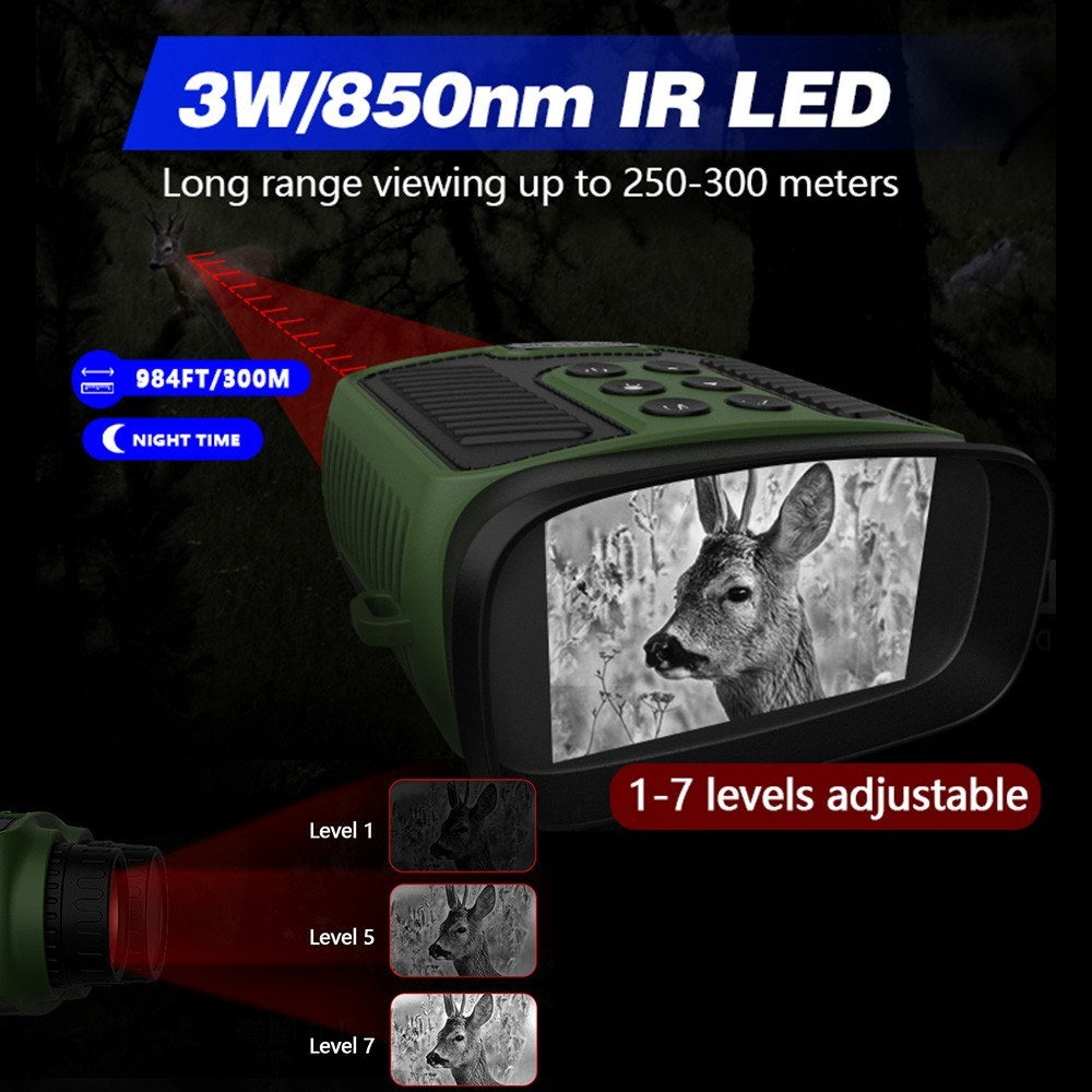 Compact Night Vision Binoculars for Adults with Infrared - Lightweight Digital Camera with 10x Optical Zoom and 2.5K UHD Video Resolution
