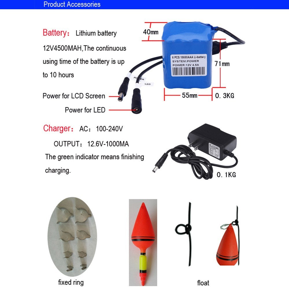 Underwater Fishing Camera 7 Inch LCD Monitor IP68 Waterproof 1000TVL Fish Finder 15m/30m/50m Depth