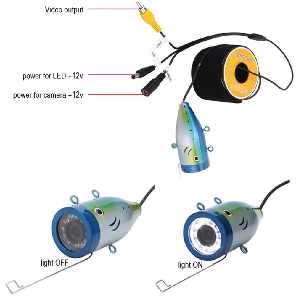 Underwater Fishing Camera 7 Inch LCD Monitor IP68 Waterproof 1000TVL Fish Finder 15m/30m/50m Depth
