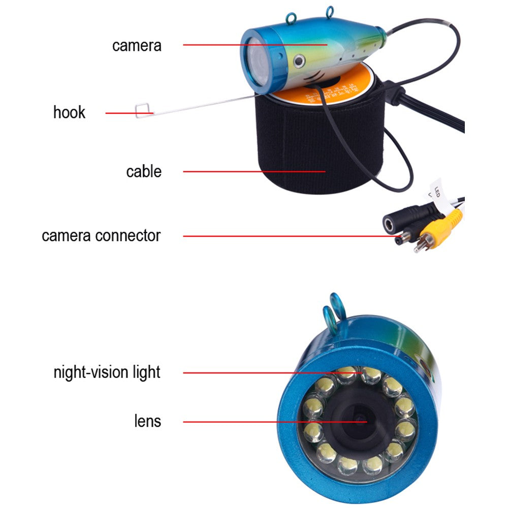 Underwater Fishing Camera 7 Inch LCD Monitor IP68 Waterproof 1000TVL Fish Finder 15m/30m/50m Depth