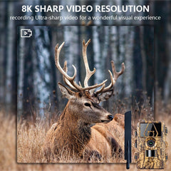 Trail Cam with 8K Video 60MP Images Night Vision Motion Activated Waterproof Wildlife Camera for Hunting Home Surveillance & Security Cameras