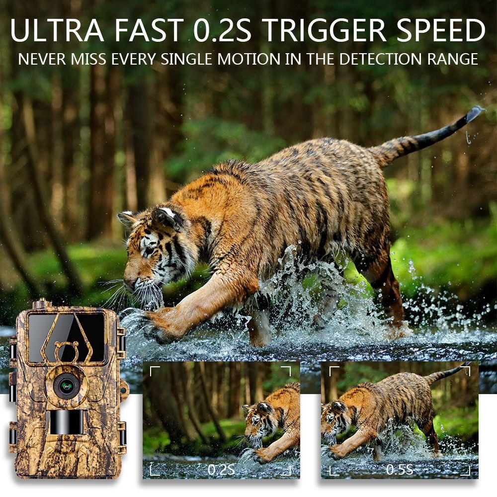 Trail Cam with 8K Video 60MP Images Night Vision Motion Activated Waterproof Wildlife Camera for Hunting Home Surveillance & Security Cameras
