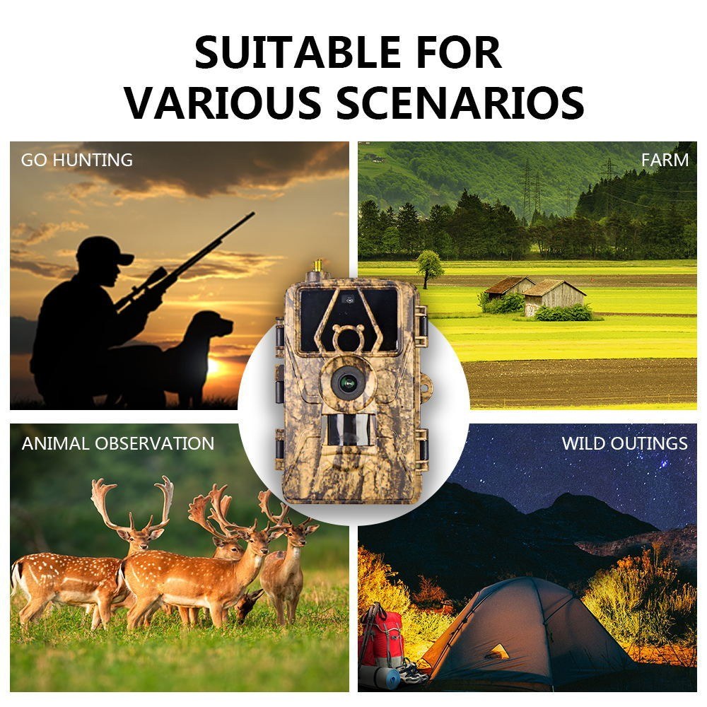 Trail Cam with 8K Video 60MP Images Night Vision Motion Activated Waterproof Wildlife Camera for Hunting Home Surveillance & Security Cameras