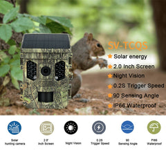 TFT 2.0 inch Display Solar Energy 1080P 16MP Night Vision IP66 Waterproof BT WiFi APP Infrared Hunting Camera