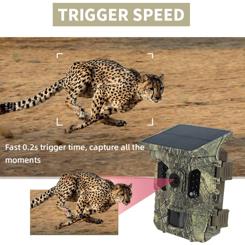 TFT 2.0 inch Display Solar Energy 1080P 16MP Night Vision IP66 Waterproof BT WiFi APP Infrared Hunting Camera