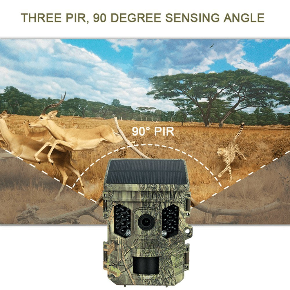 TFT 2.0 inch Display Solar Energy 1080P 16MP Night Vision IP66 Waterproof BT WiFi APP Infrared Hunting Camera