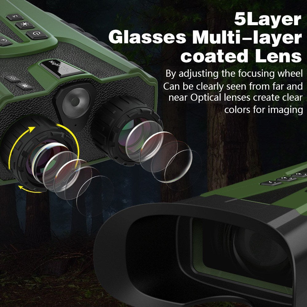 Night Vision Binoculars for Adults with Full Color Night Vision Backlit Buttons 4x Optical Zoom 8x Digital Zoom 250-300m Viewing Distance