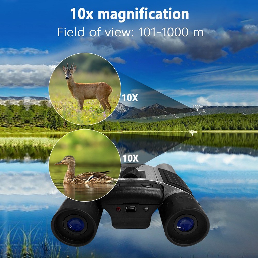 Digital Binoculars with Camera & Video Recording 10x Zoom High Clear CMOS Night Vision Portable Camera Binoculars for Adults